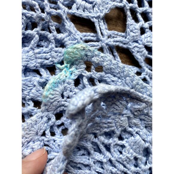 Y2K Crochet Long Sleeve Top - Baby Blue - Women's Small - Picture 7 of 8
